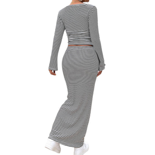 Women's European and American style waist cinching printed dress